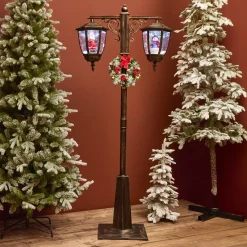 KAEMINGK Lampadaire double illuminé 66 LED (H188 cm) Noël Magique Noir Clearance
