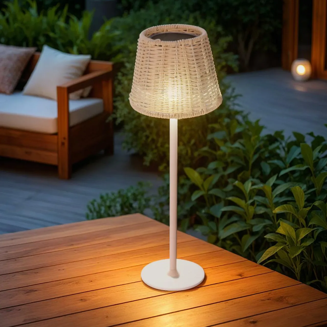 KAEMINGK Lampe de table extérieure solaire LED (H38 cm) Marylebone Blanc Sale
