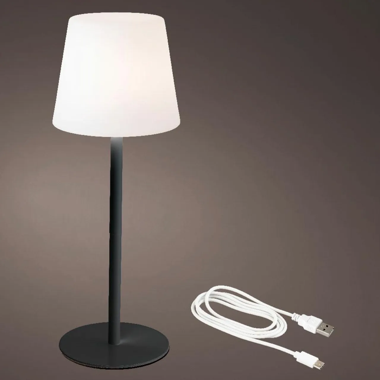 #N/A Lampe de table sans fil rechargeable USB (H40 cm) Manhattan Noir Best