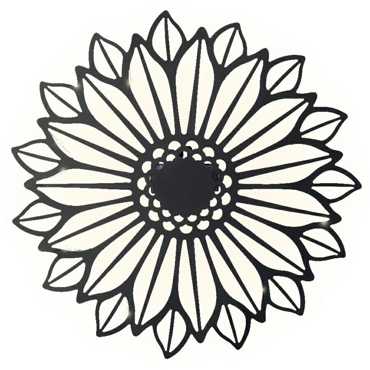 KAEMINGK Lampe murale solaire en métal (D37 cm) Tournesol et blanc chaud Noir Discount