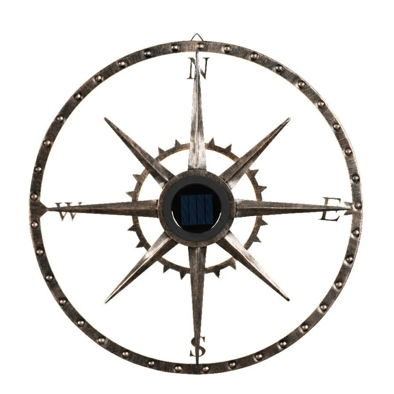 KAEMINGK Lampe murale solaire en métal (D41 cm) Compass pâtiné et blanc chaud Or New