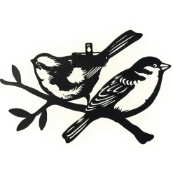 #N/A Lampe murale solaire en métal (H23,5 cm) Duo d'oiseaux Noir Outlet