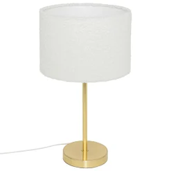 Atmosphera, cru017dateur d'intu017drieur Lampe à poser bouclette et métal (H49 cm) Tina et or Blanc Outlet
