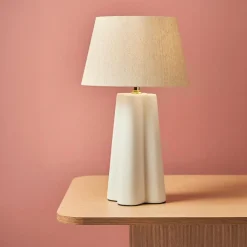 OSTARIA Lampe à poser céramique et coton (H45 cm) Cezanne he Blanc Discount