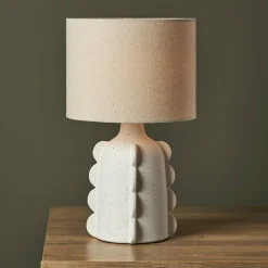 OSTARIA Lampe à poser céramique et lin (H34,5 cm) Aurora he Blanc Best