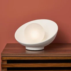 OSTARIA Lampe à poser céramique (H17 cm) Nacre he Blanc Discount