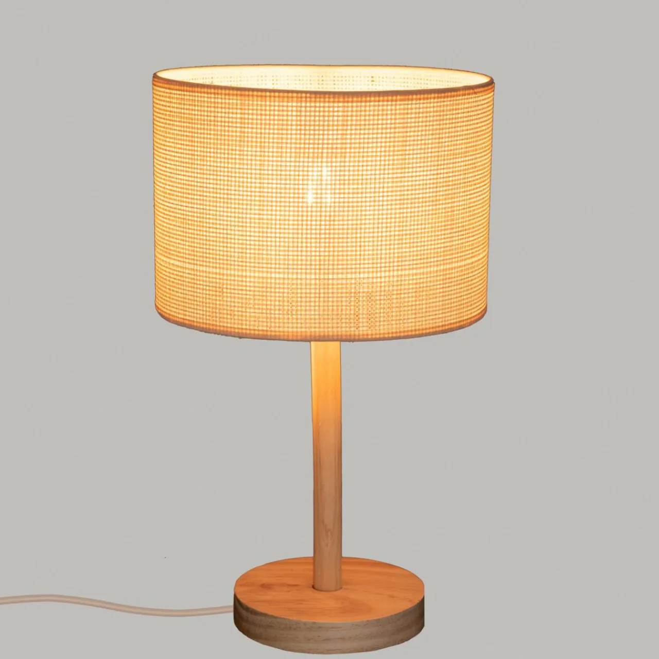 ATMOSPHERA Lampe à poser en bois (H42 cm) Della Beige Outlet