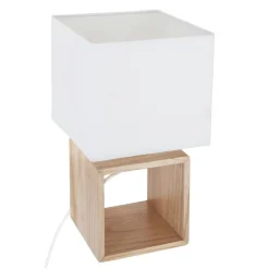 ATMOSPHERA Lampe à poser en bois (H32 cm) Kara he Blanc Clearance