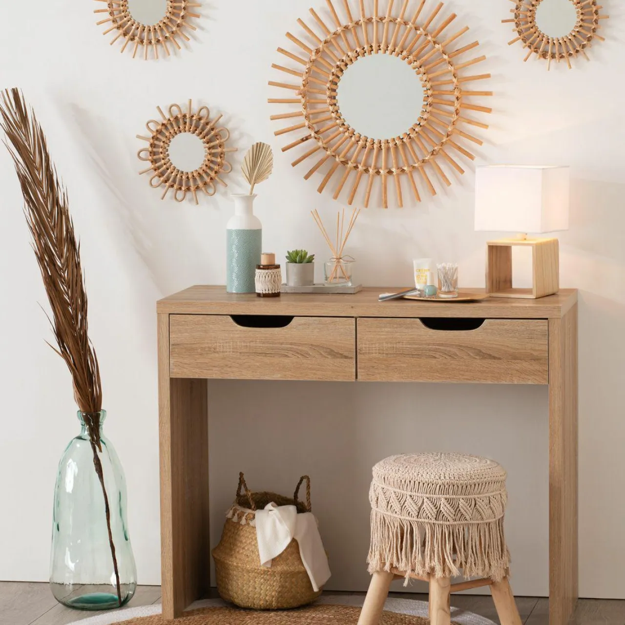 ATMOSPHERA Lampe à poser en bois (H32 cm) Kara he Blanc Clearance