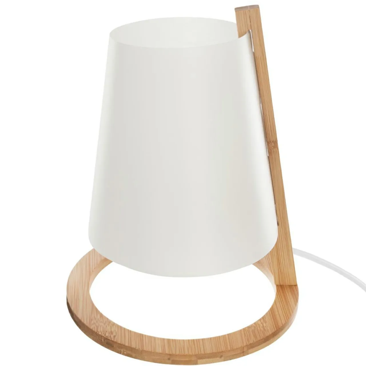 ATMOSPHERA Lampe à poser en bois (H26 cm) Roni he Blanc Outlet