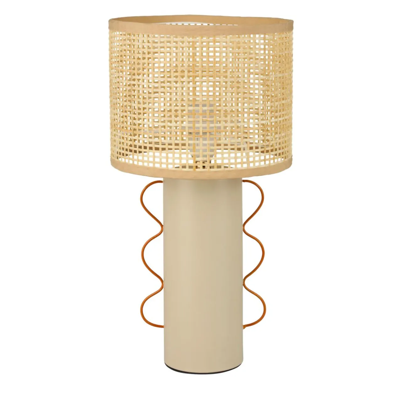 OSTARIA Lampe à poser en métal et bambou (H35 cm) Amphore Beige Discount
