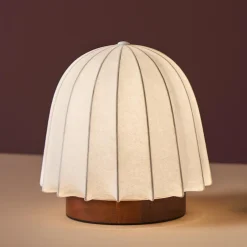 OSTARIA Lampe à poser en Tissu et Métal (H19 cm) Marcel Marron