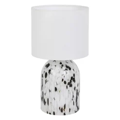 OSTARIA Lampe à poser en Verre et Lin (H31 cm) Pepper e Noir New
