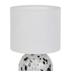 OSTARIA Lampe à poser en Verre et Lin (H31 cm) Pepper e Noir New