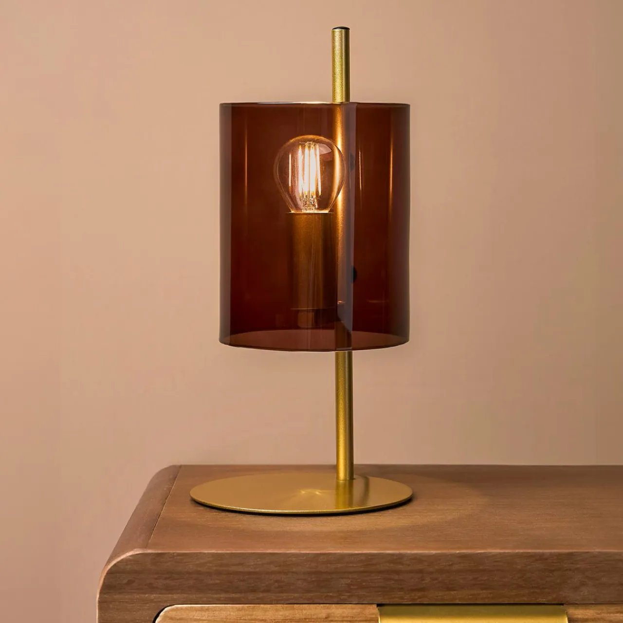 OSTARIA Lampe à poser en verre (H31 cm) Victoria Brun Marron