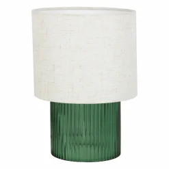 OSTARIA Lampe à poser en verre rétro (H22 cm) Teca e Vert New