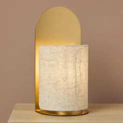 OSTARIA Lampe à poser métal et lin (H27 cm) nella Or Hot