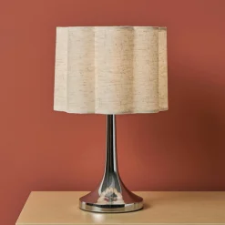 OSTARIA Lampe à poser métal et lin (H33 cm) Tulipe Argent Hot