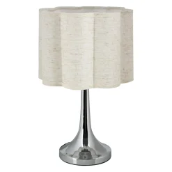 OSTARIA Lampe à poser métal et lin (H33 cm) Tulipe Argent Hot