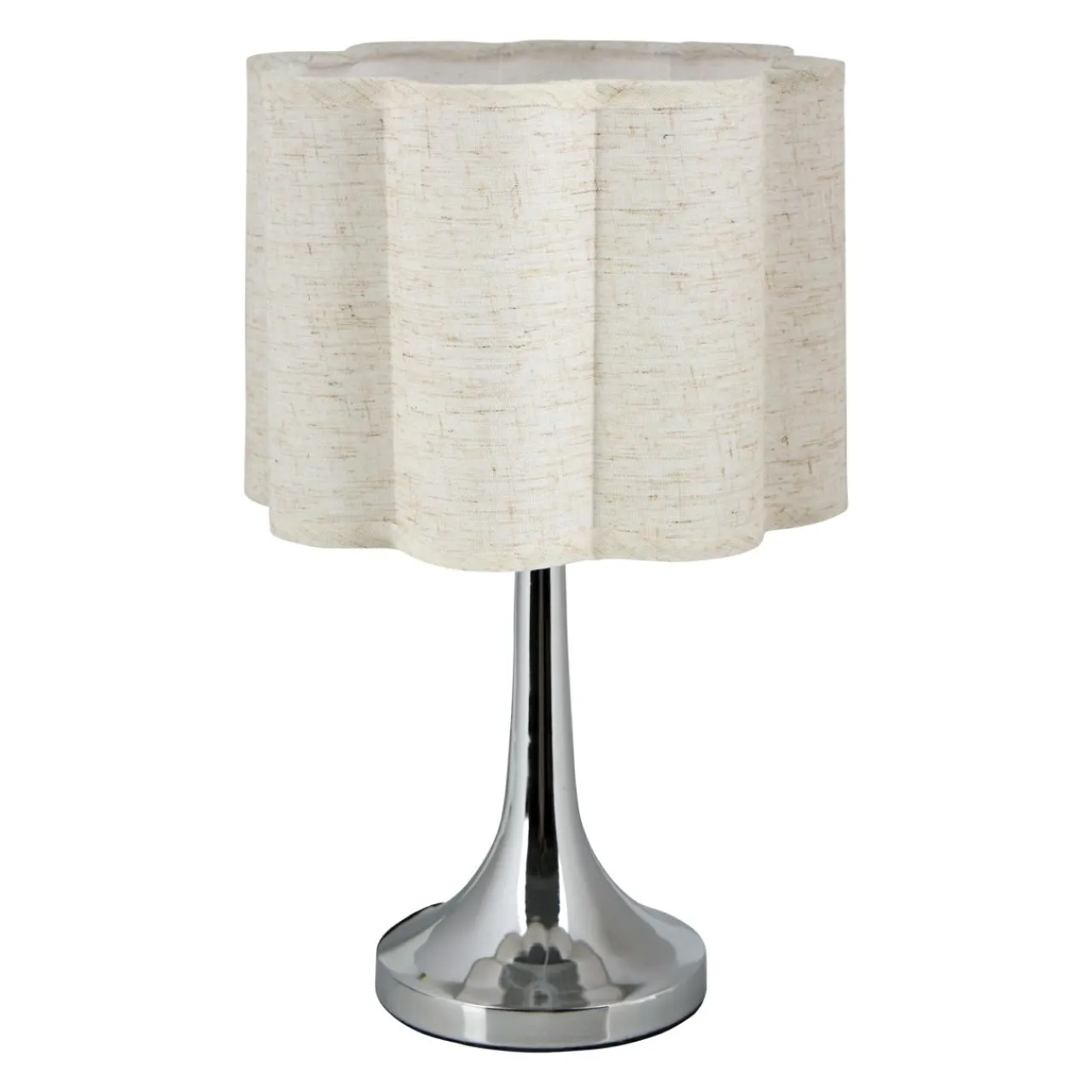 OSTARIA Lampe à poser métal et lin (H33 cm) Tulipe Argent Hot