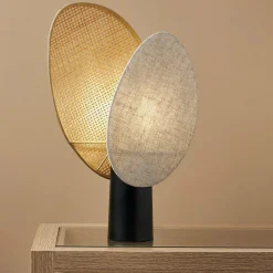 OSTARIA Lampe à poser rotin et lin (H40 cm) Almeria Beige Discount