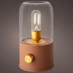 #N/A Lampe tempête sans fil rechargeable USB (H20 cm) Terracotta Orange