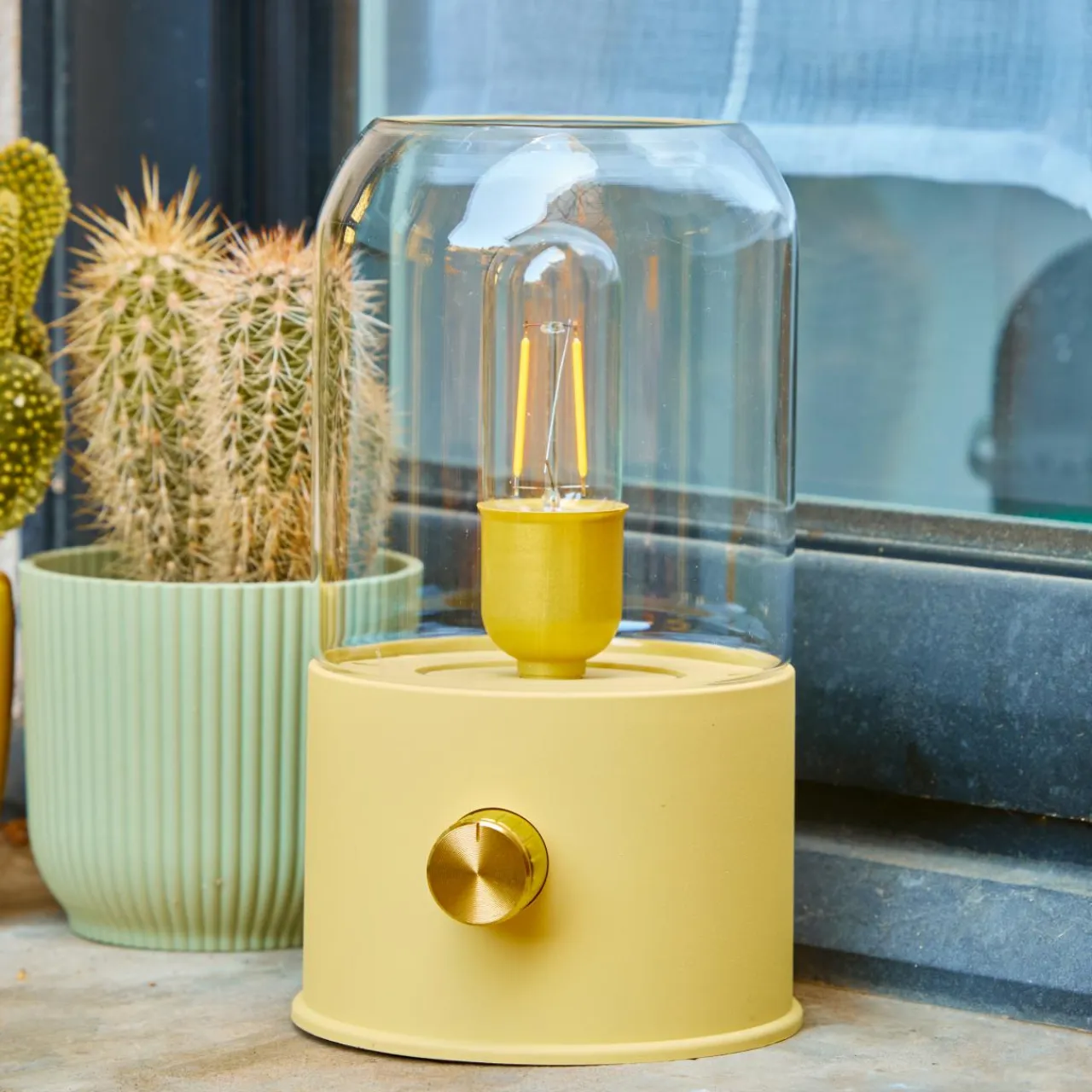 #N/A Lampe tempête sans fil rechargeable USB (H20 cm) Jaune Sale