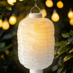 #N/A Lanterne chinoise solaire LED (D20 cm) Cylindre effet flamme chaud Blanc Hot