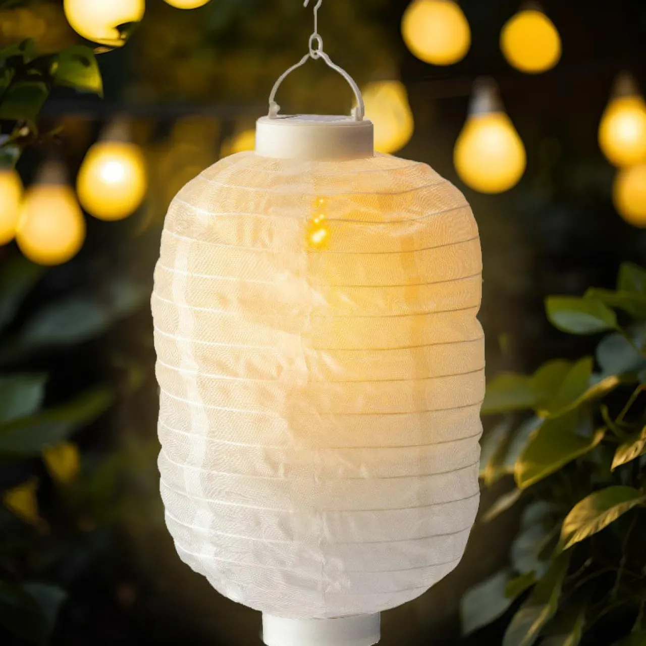 #N/A Lanterne chinoise solaire LED (D20 cm) Cylindre effet flamme chaud Blanc Hot