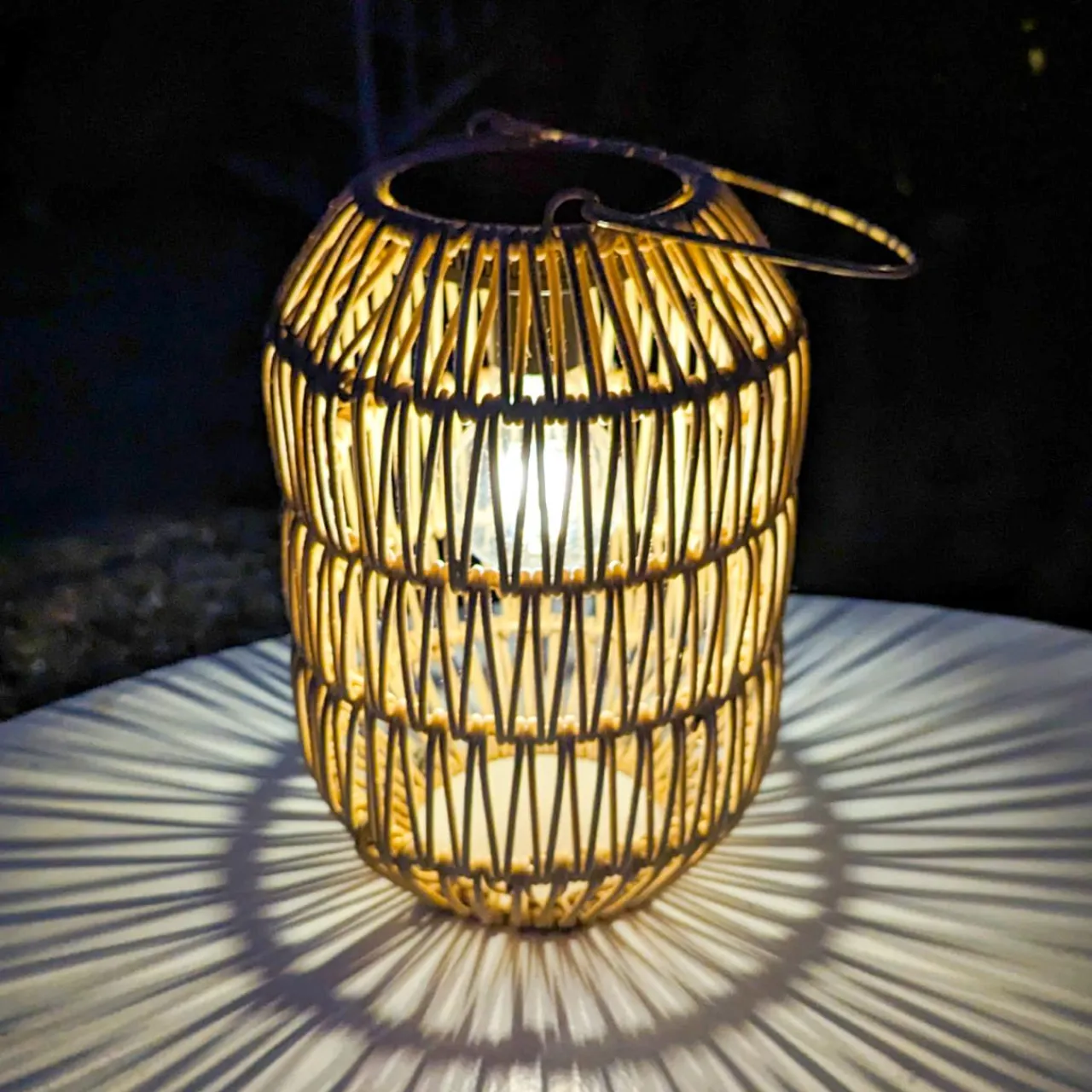 #N/A Lanterne de jardin solaire LED (H24,5 cm)Toscane Naturel Beige New