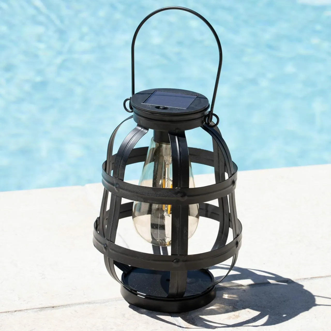#N/A Lanterne solaire métal LED (H18,5 cm) Julia Noir Outlet