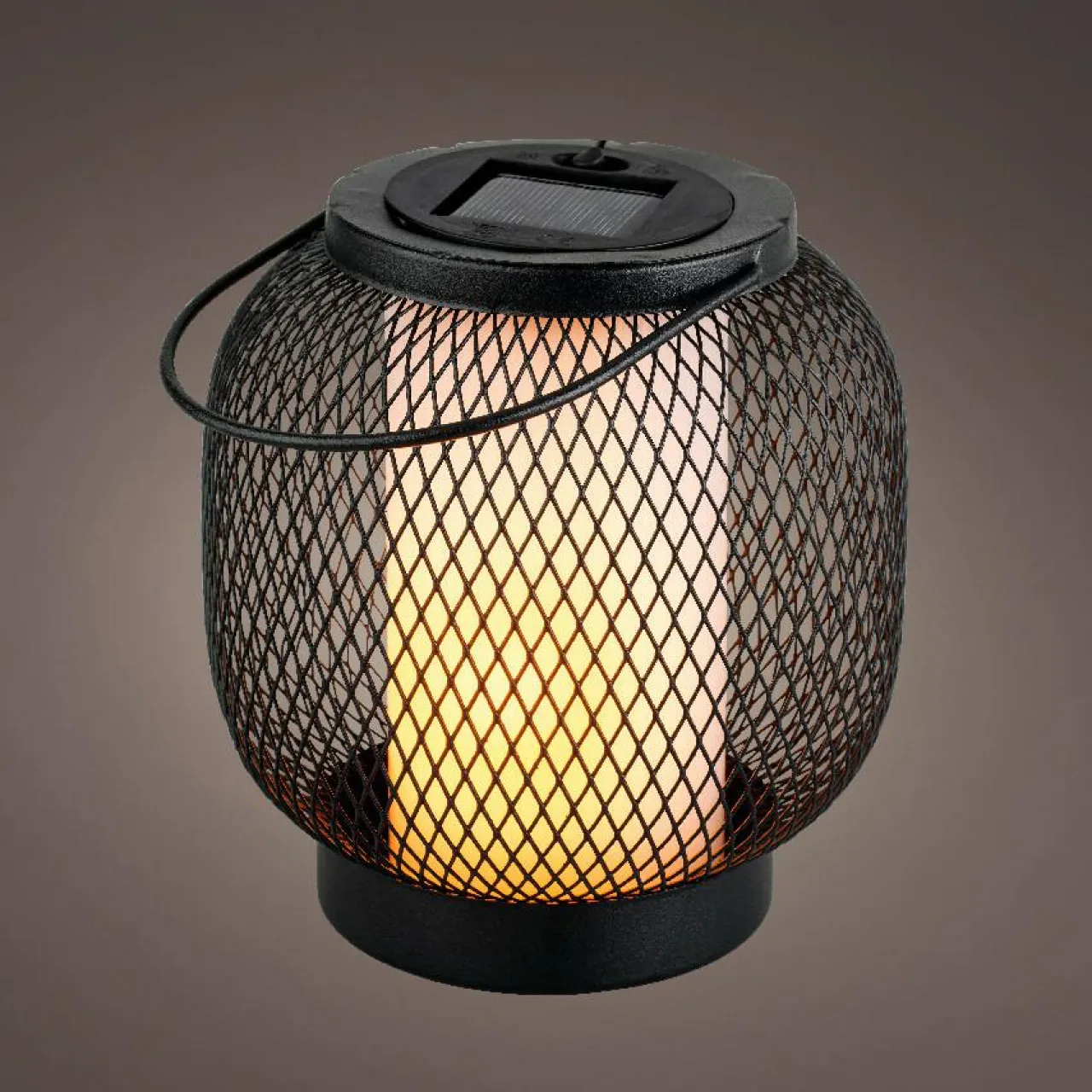 #N/A Lanterne solaire métal à LED (H15 cm) Croisillon et blanc chaud Noir Discount