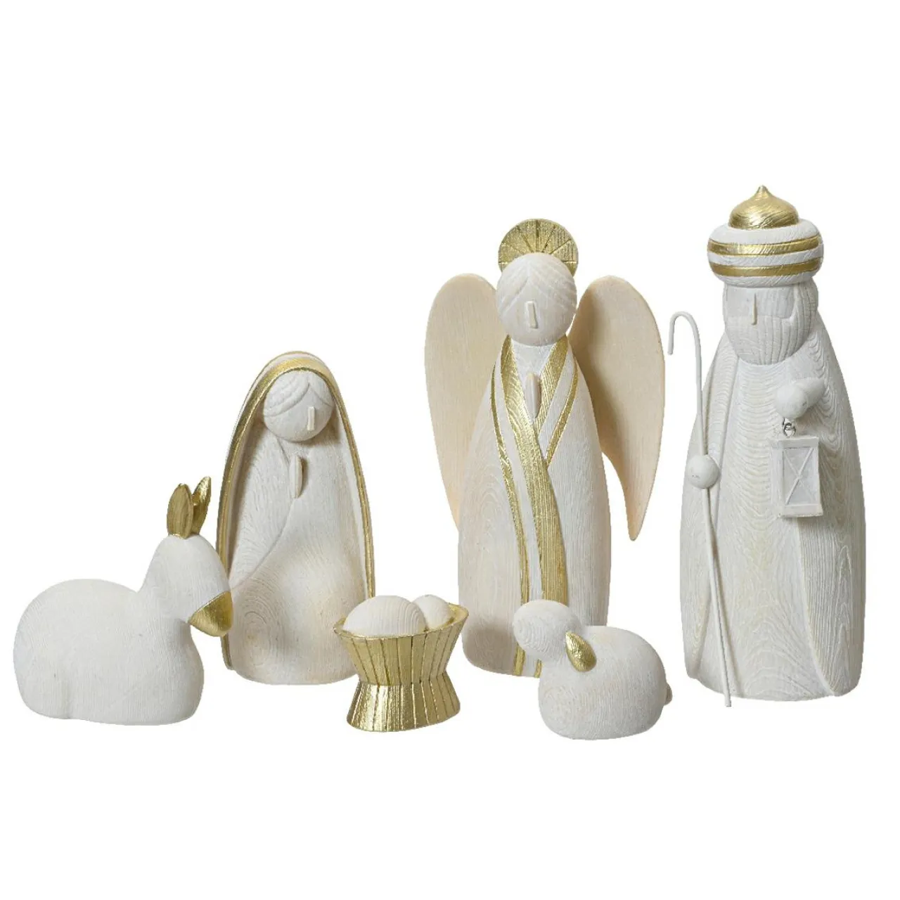 KAEMINGK Les 6 santons (Hauteur 22,5 cm) Nuit Sainte Blanc et Or Best