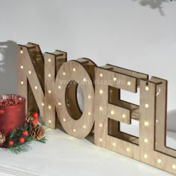 Feeric Lights & Christmas Lettres lumineuses à piles 41 LED (H15 cm) "Noël" Bois et Blanc chaud Online