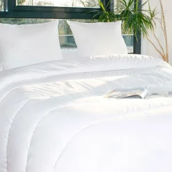 EMINZA Lot Couette chaude anti-acariens (280 x 240 cm) + 2 Oreillers (60 x 60 cm) Comète he Blanc Discount