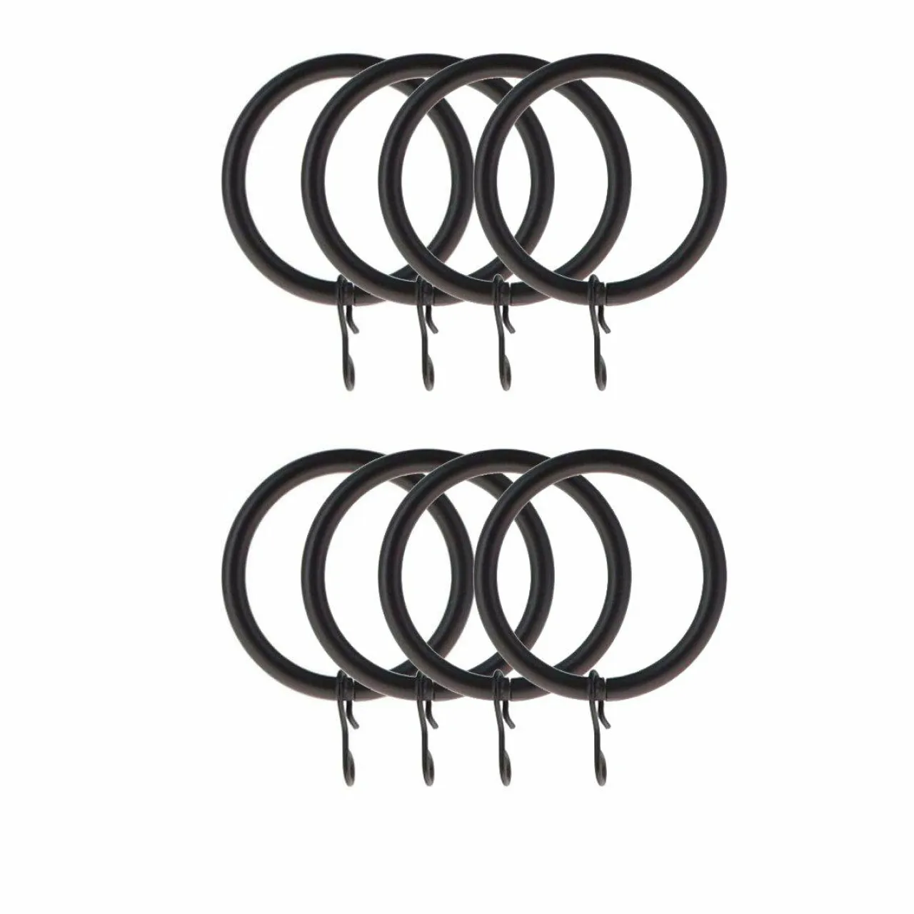 LUANCE Lot de 8 anneaux tringle rideau (D28 mm) Lino mat Noir Discount
