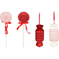 JJA Lot de 8 bonbons Géants (H21 cm) Sucreries festives et Blanc Rouge New