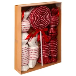 JJA Lot de 8 bonbons Géants (H38 cm) Sucreries festives et Blanc Rouge