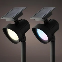 KAEMINGK Lot de 2 bornes de jardin solaire 25 lumens (H31 cm) Spots Blanc chaud et Multicolore Hot