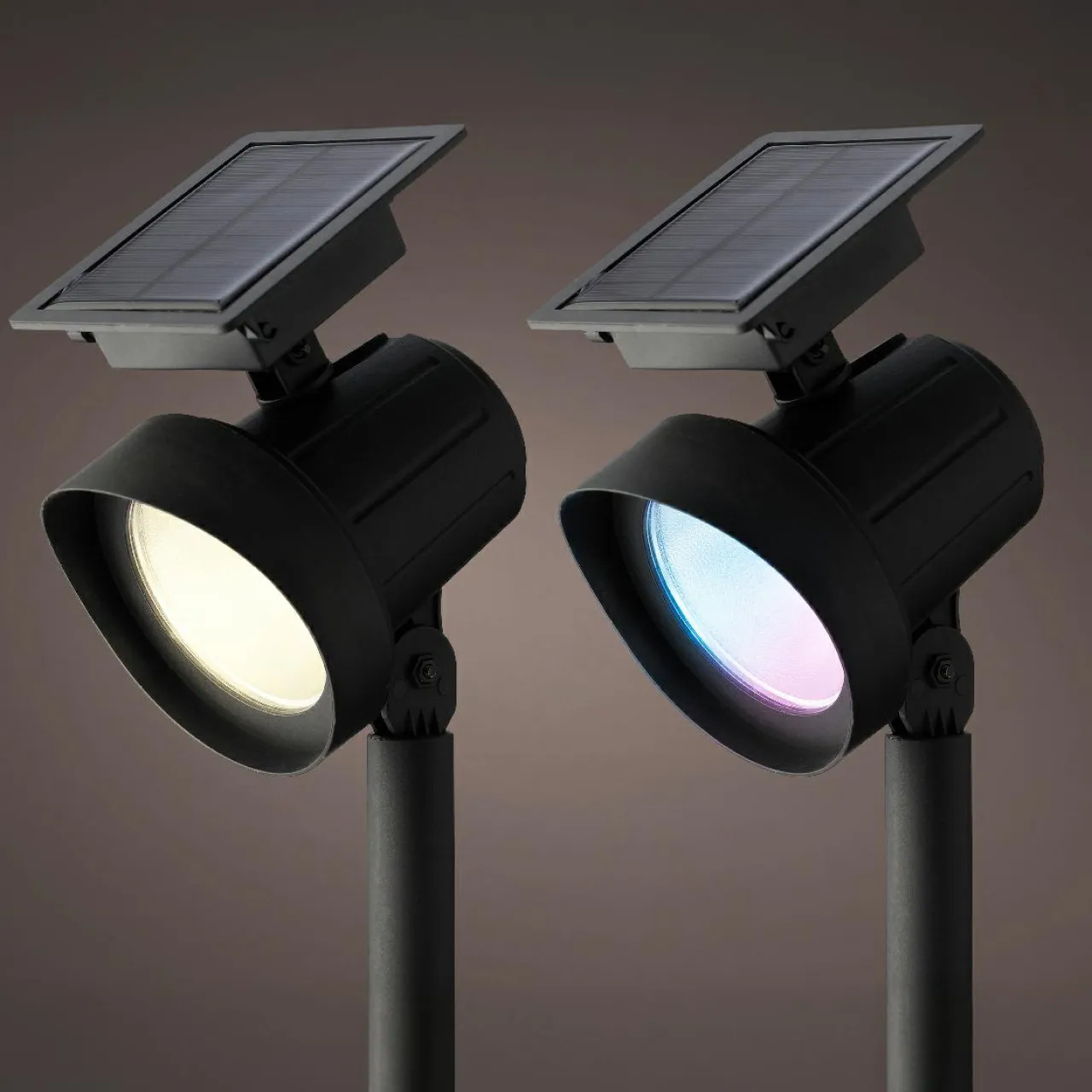 KAEMINGK Lot de 2 bornes de jardin solaire 25 lumens (H31 cm) Spots Blanc chaud et Multicolore Hot