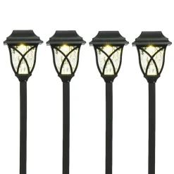 #N/A Lot de 4 bornes de jardin solaire LED (H33 cm) Botany Noir Hot