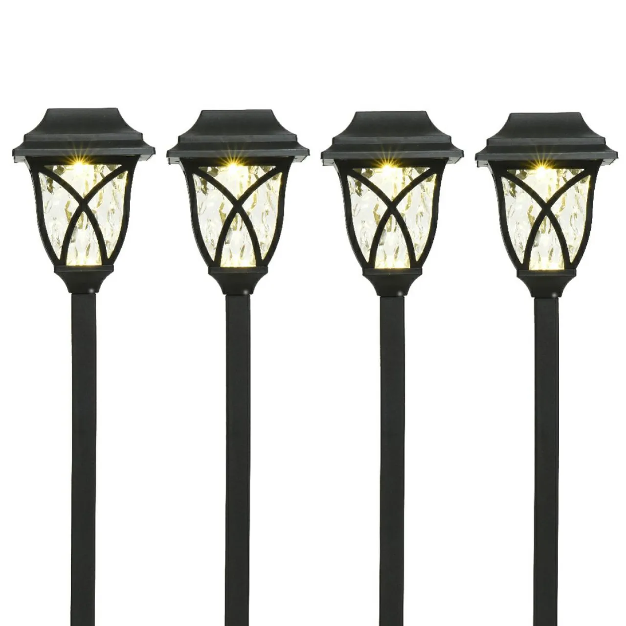 #N/A Lot de 4 bornes de jardin solaire LED (H33 cm) Botany Noir Hot