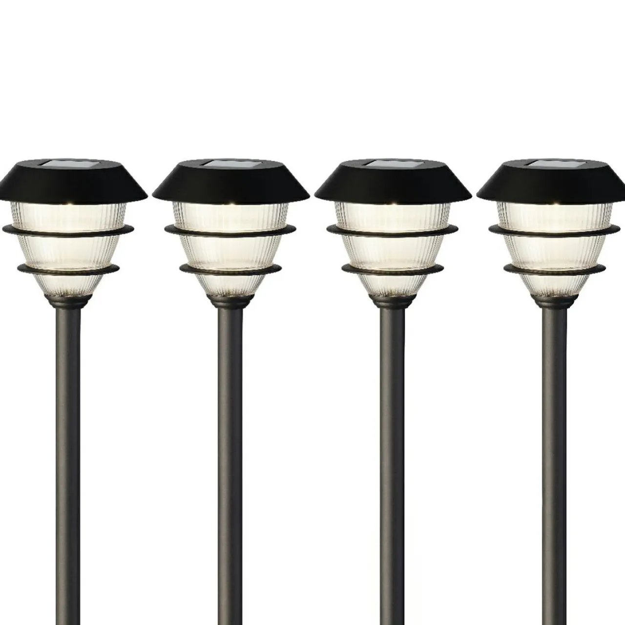 #N/A Lot de 4 bornes de jardin solaire LED (H30 cm) Garden Noir Online
