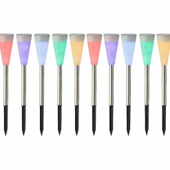 #N/A Lot de 10 bornes de jardin solaires (H26 cm) Marly Multicolore Clearance