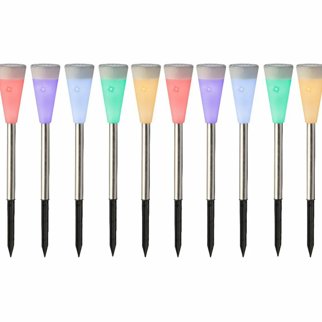#N/A Lot de 10 bornes de jardin solaires (H26 cm) Marly Multicolore Clearance