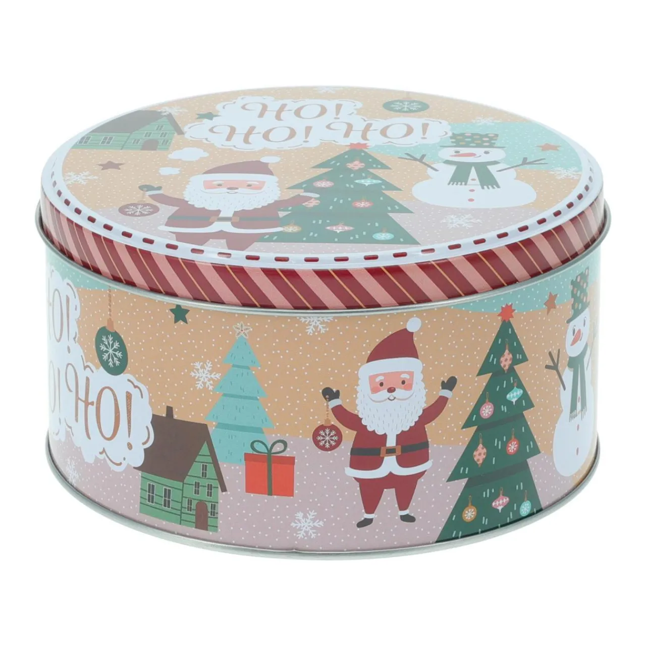KOOPMAN Lot de 3 boîtes de rangement en métal rondes Personnages de Noël Multicolore Best