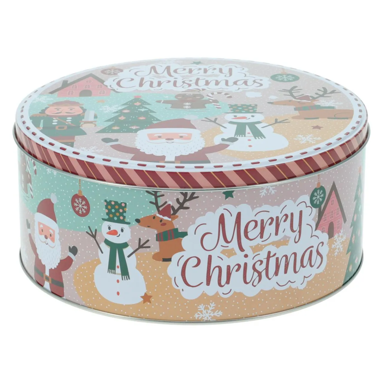 KOOPMAN Lot de 3 boîtes de rangement en métal rondes Personnages de Noël Multicolore Best
