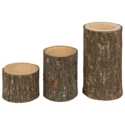 Feeric Lights & Christmas Lot de 3 Bougeoirs (D6 cm) Rondin de Bois