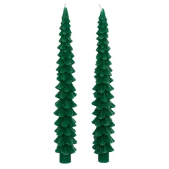 JJA Lot de 2 bougies bâton en cire (H25 cm) Sapin Vert Best