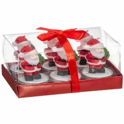 Feeric Lights & Christmas Lot de 6 bougies Chauffe-plat (H6 cm) Père Noël Rouge Clearance